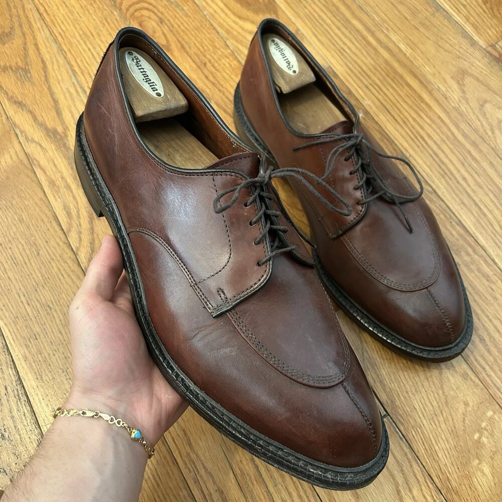 Allen Edmonds Walton Brown Leather Split Toe Derby Oxford Shoes Size 12
